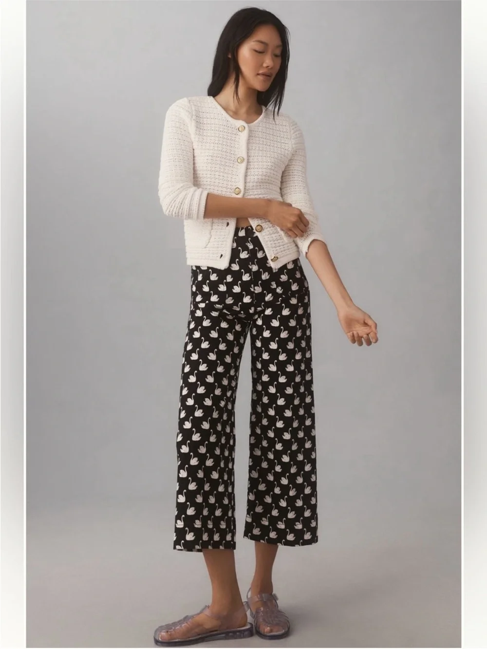 NWT! Anthropologie Maeve The Colette Magic Fabric Crop Wide-Leg Pants Swan 💌